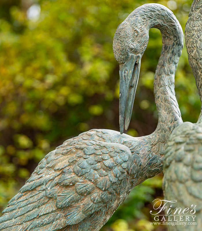 Bronze Fountains  - Antique Patina Bronze Crane Pair - BF-876